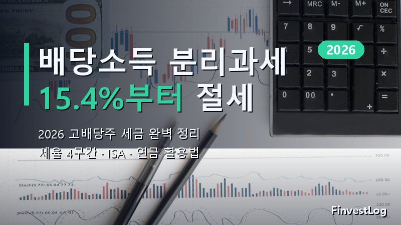 배당소득 분리과세 완벽 정리 2026: 고배당주 절세 전략