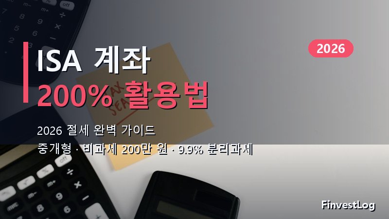 한국 ISA 계좌 200% 활용법: 2026 절세 완벽 가이드
