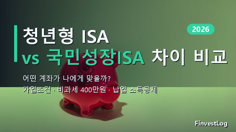청년형 ISA vs 국민성장ISA 2026: 차이와 선택 전략 완전 정리