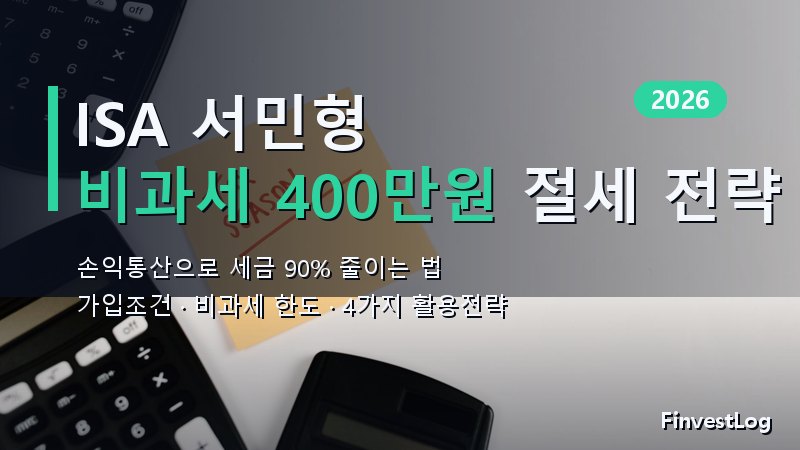 ISA 서민형 완전 가이드: 비과세 400만원 + 손익통산 절세 총정리 (2026)