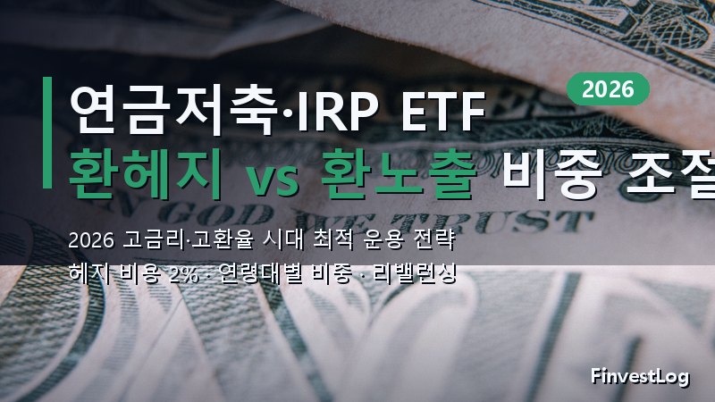 연금저축·IRP ETF 환헤지 vs 환노출 비중 조절 전략 (2026 고금리·고환율 시대)